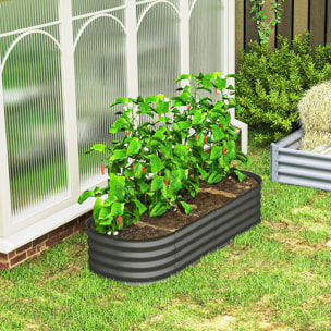 Carré potager de jardin dim. 150L x 62l x 30H cm modulable tôle d'acier ondulée anthracite