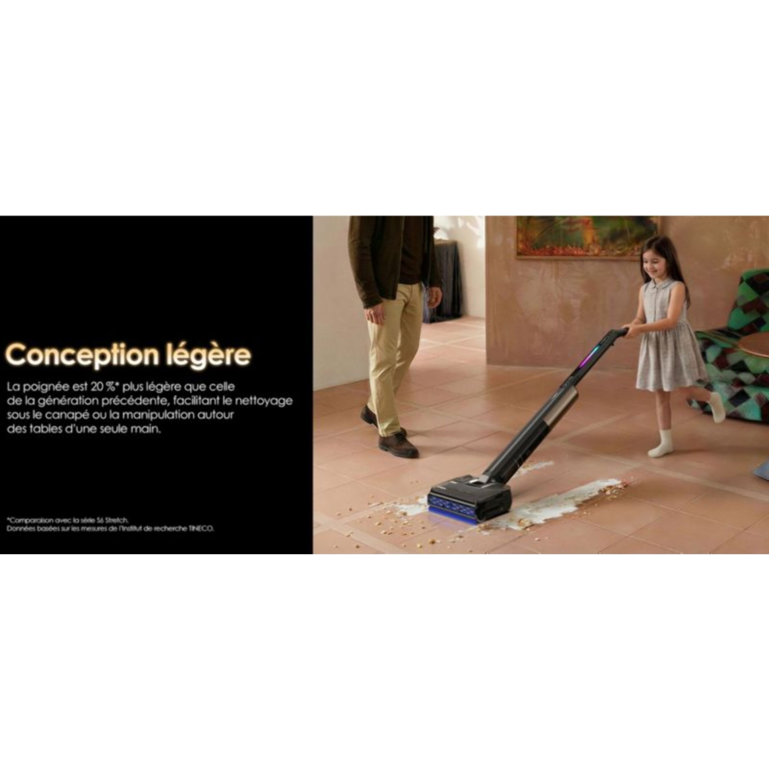 Aspirateur laveur TINECO pliable Floor One S7 Fold Elite Noir