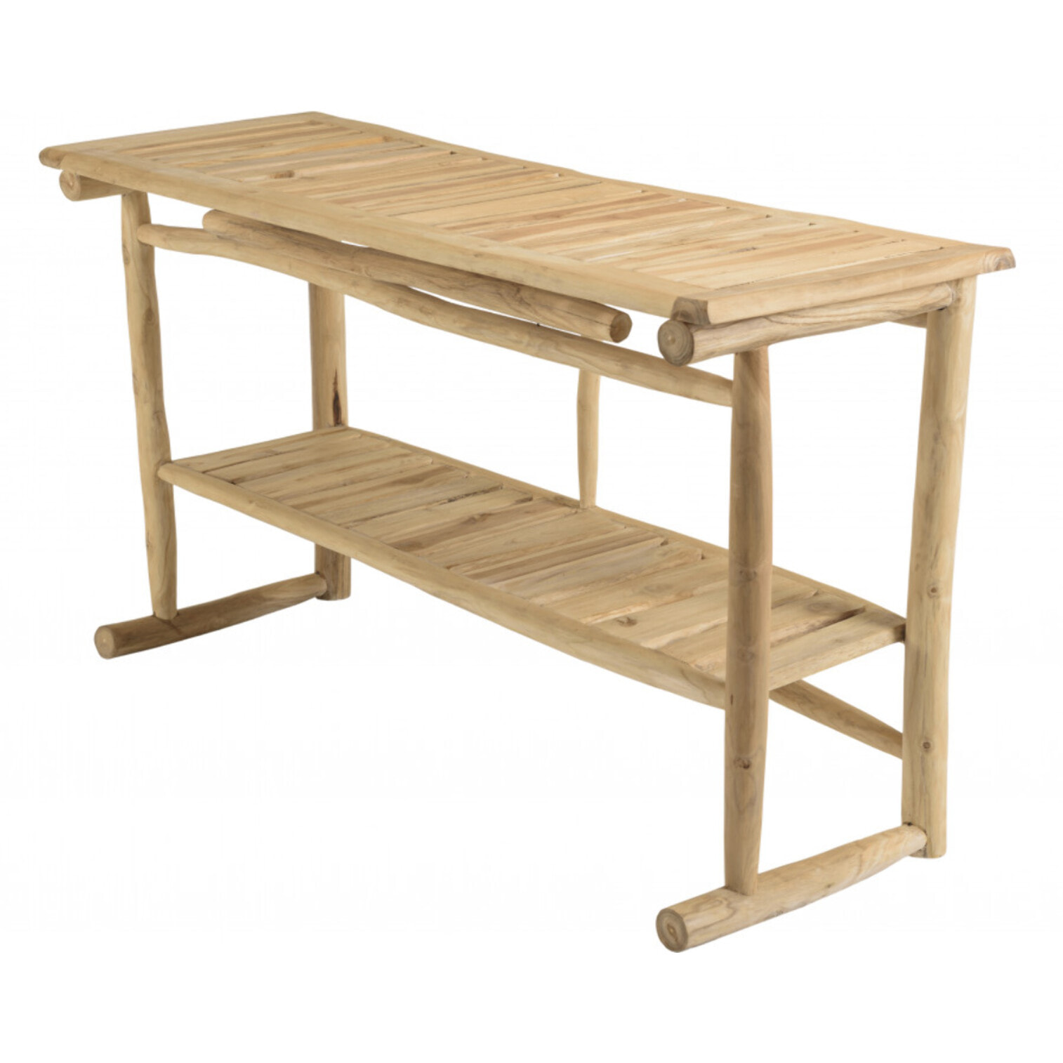 WILL - Console double plateau en branches de teck naturel