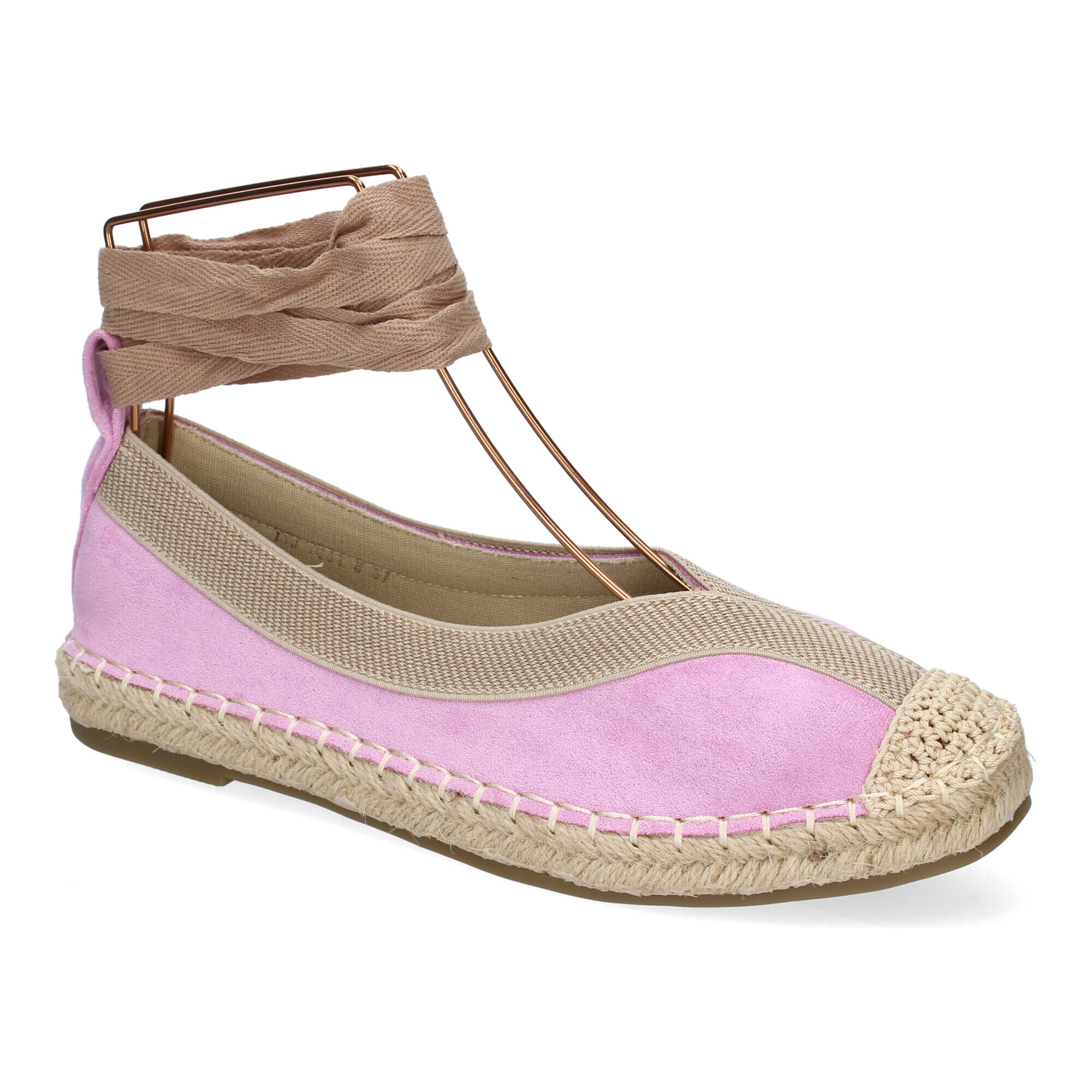 Bailarina de Mujer con Yute, Diseño Moderno con Puntera Bordada y Cintas