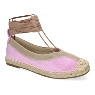 Bailarina de Mujer con Yute, Diseño Moderno con Puntera Bordada y Cintas