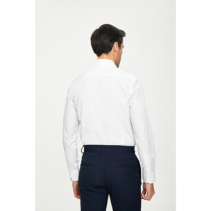 Camicia Uomo 1 Bottone Italiano Slim Cotone Riga Media Grigio/Bianco