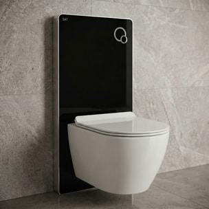 Glass pack WC bâti-support avec plaque de commande + WC suspendu Ceramia sans bride avec abattant SoftClose (STGLBCEPXWT01-FR)