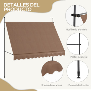 Toldo Manual Retráctil 3x1,2 m Toldo Exterior Terraza Enrollable Altura Ajustable con Manivela 210-300 cm Sin Taladro Protección UV30+ para Balcón Jardín Café