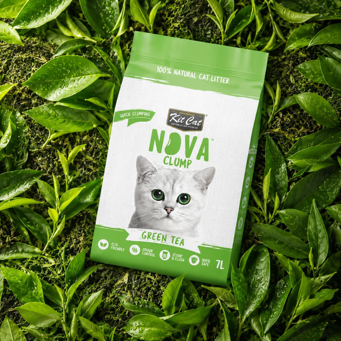 Kit Cat Arena Eco Nova Clump - Green Tea 7 L Arena para gatos - Fresco y Herbal