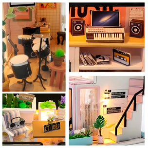 Estudio de música. Maqueta 3D realista con gran detalle y luces led.