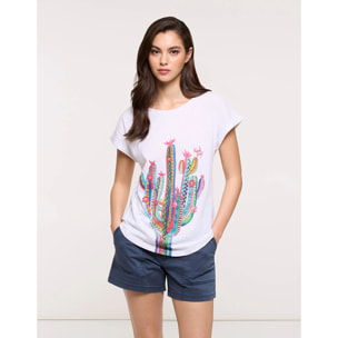 Camiseta Manga Corta Blanca - Cactica