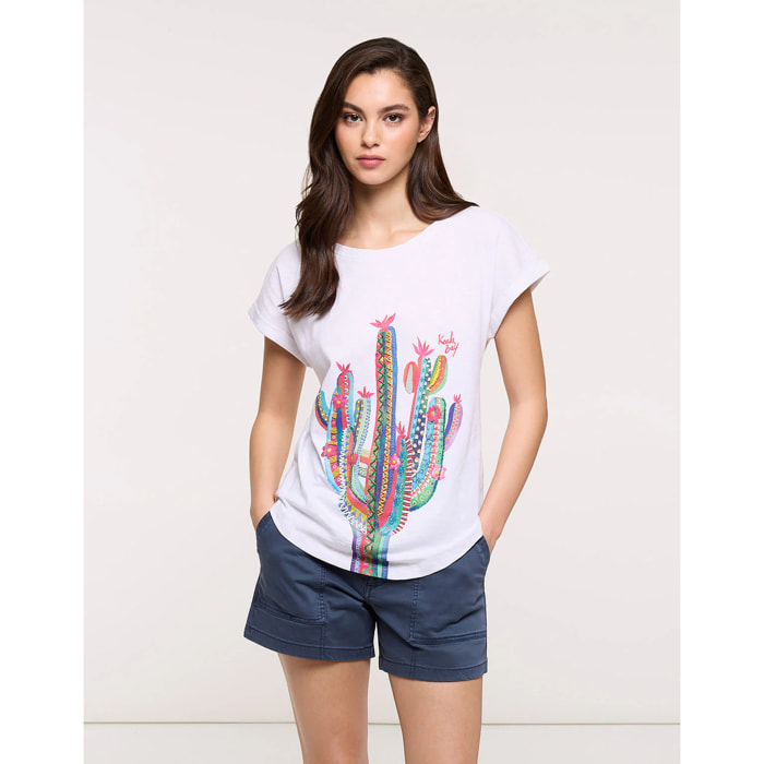 Camiseta Manga Corta Blanca - Cactica