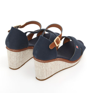 Sandali in tessuto con zeppa