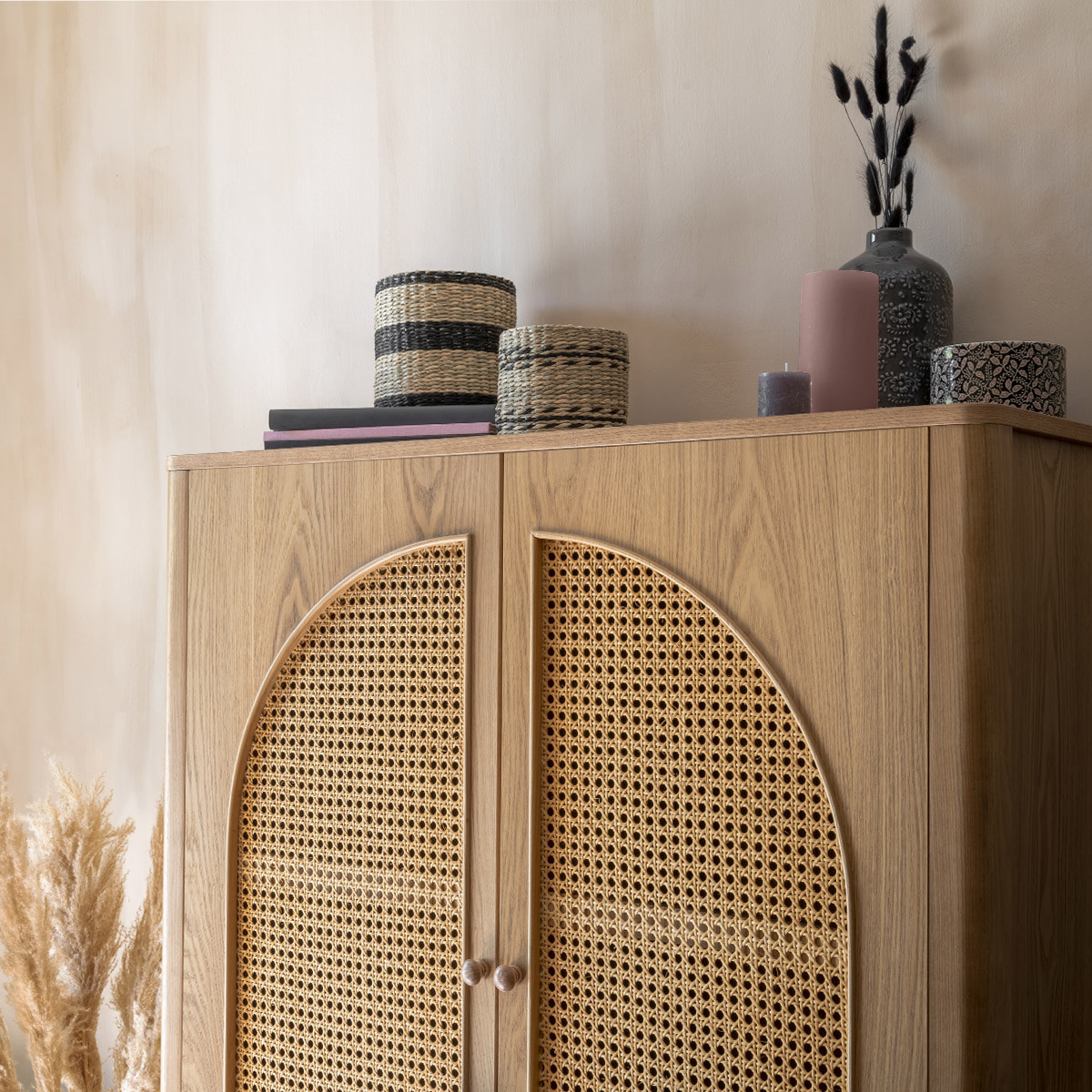 Armoire 2 portes "Tiria" en placage frêne 92x40cm