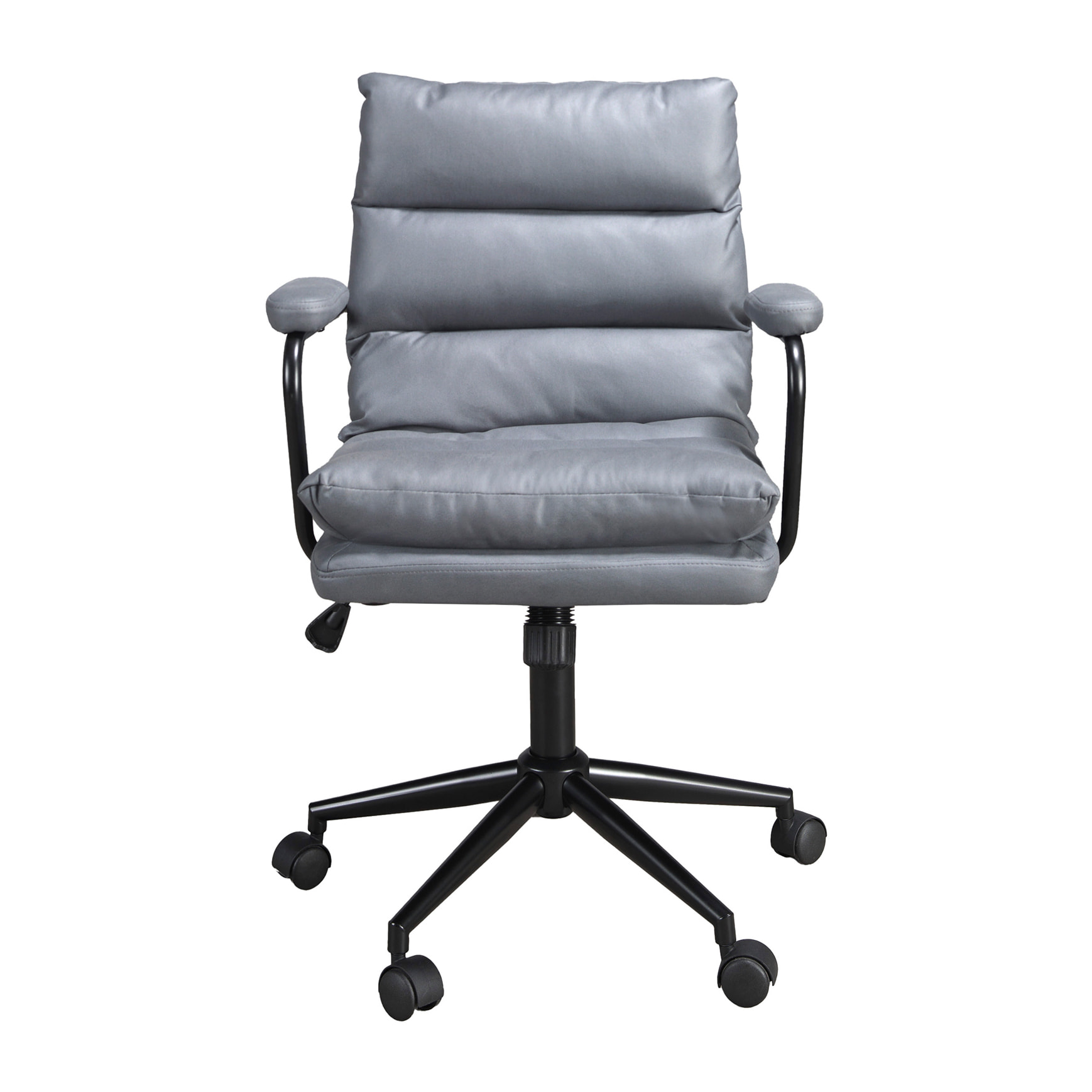 Silla Angel Cerdá oficina giratoria con asiento y respaldo tapizado en tela en gris patas en acero inoxidable en negro 59x63x90cm