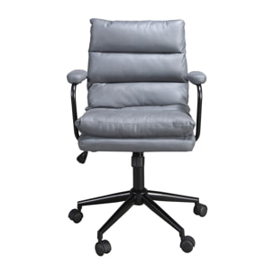 Silla Angel Cerdá oficina giratoria con asiento y respaldo tapizado en tela en gris patas en acero inoxidable en negro 59x63x90cm