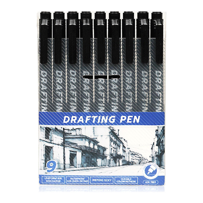 Rotuladores fineliner con puntas surtidas, 9 bolígrafos negros con micro delineador (0,2 mm-0,9 mm), bolígrafos de dibujo técnico, bolígrafos de ilustración