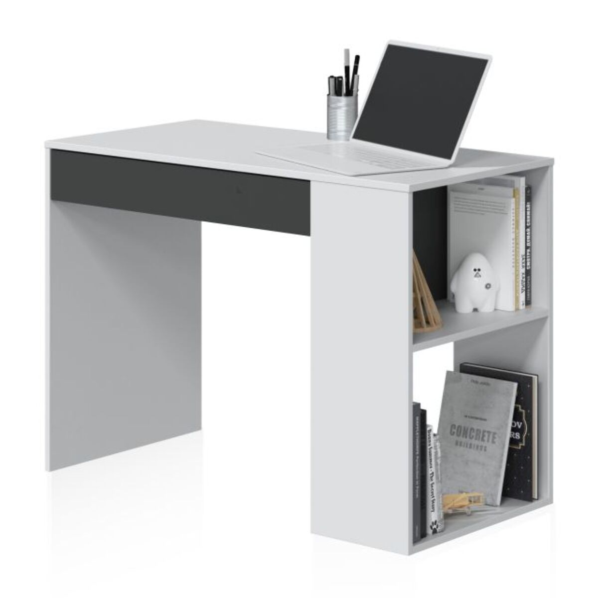 Mesa de escritorio Adam Blanco Artik (Blanco Mate) - Gris Antracita