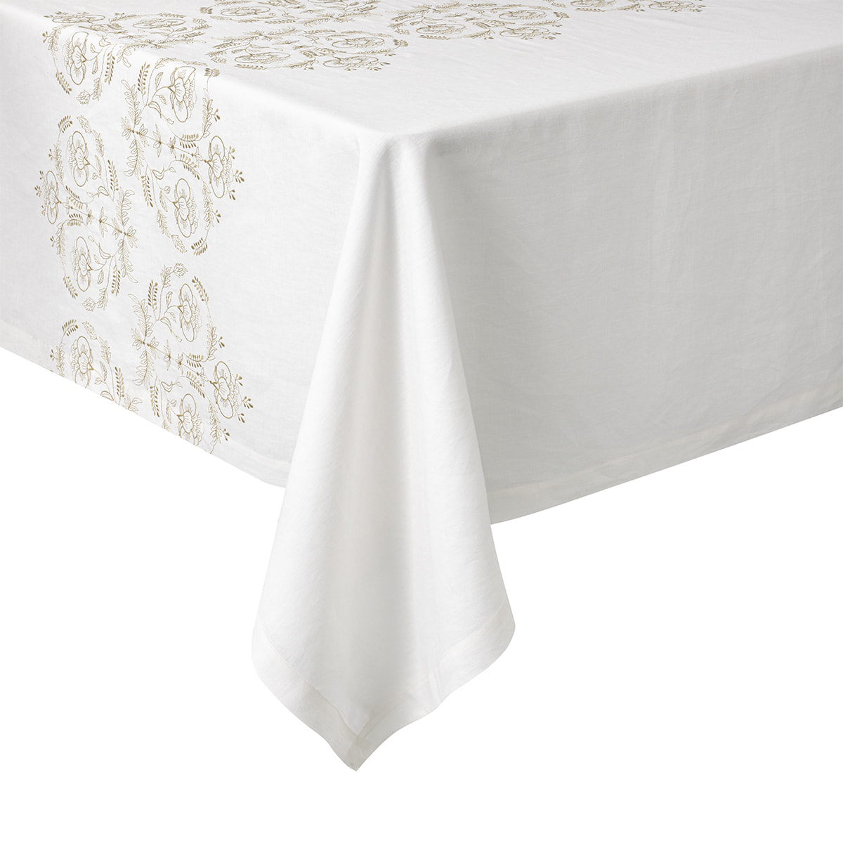 Nappe brodée en lin, PARADIS, Ecru