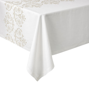 Nappe brodée en lin, PARADIS, Ecru