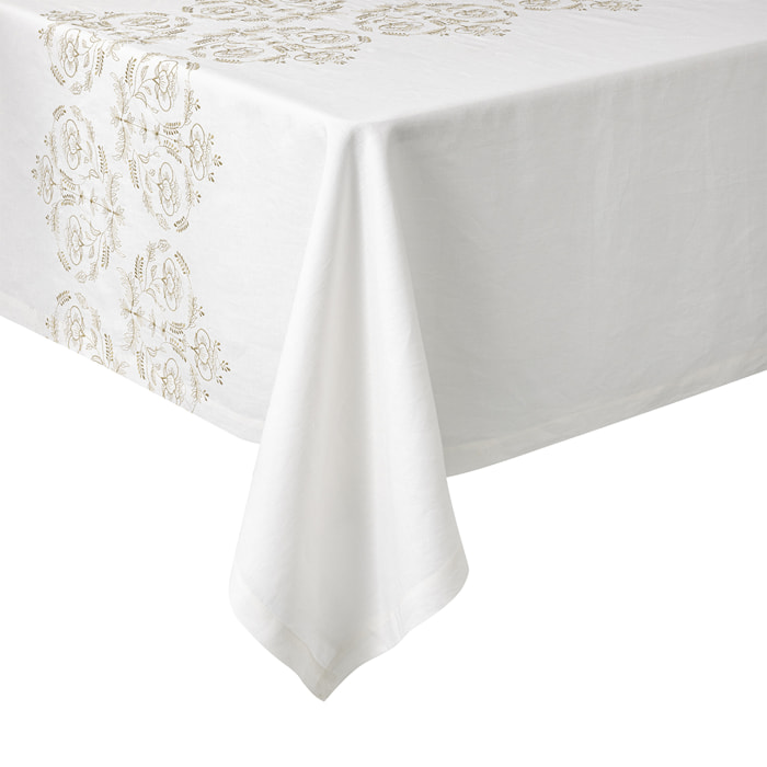 Nappe brodée en lin, PARADIS, Ecru