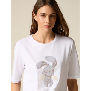 Oltre - T-shirt in jersey con applicazioni - Bianco