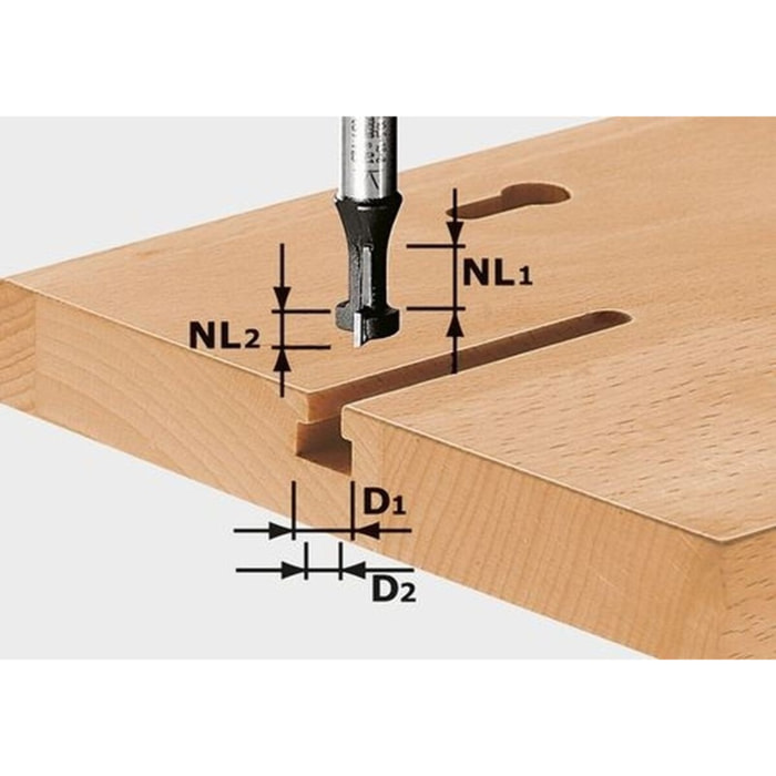 Fraise à rainurer en T HW avec queue de 8mm FESTOOL HW S8 D10,5/NL13 - 491035