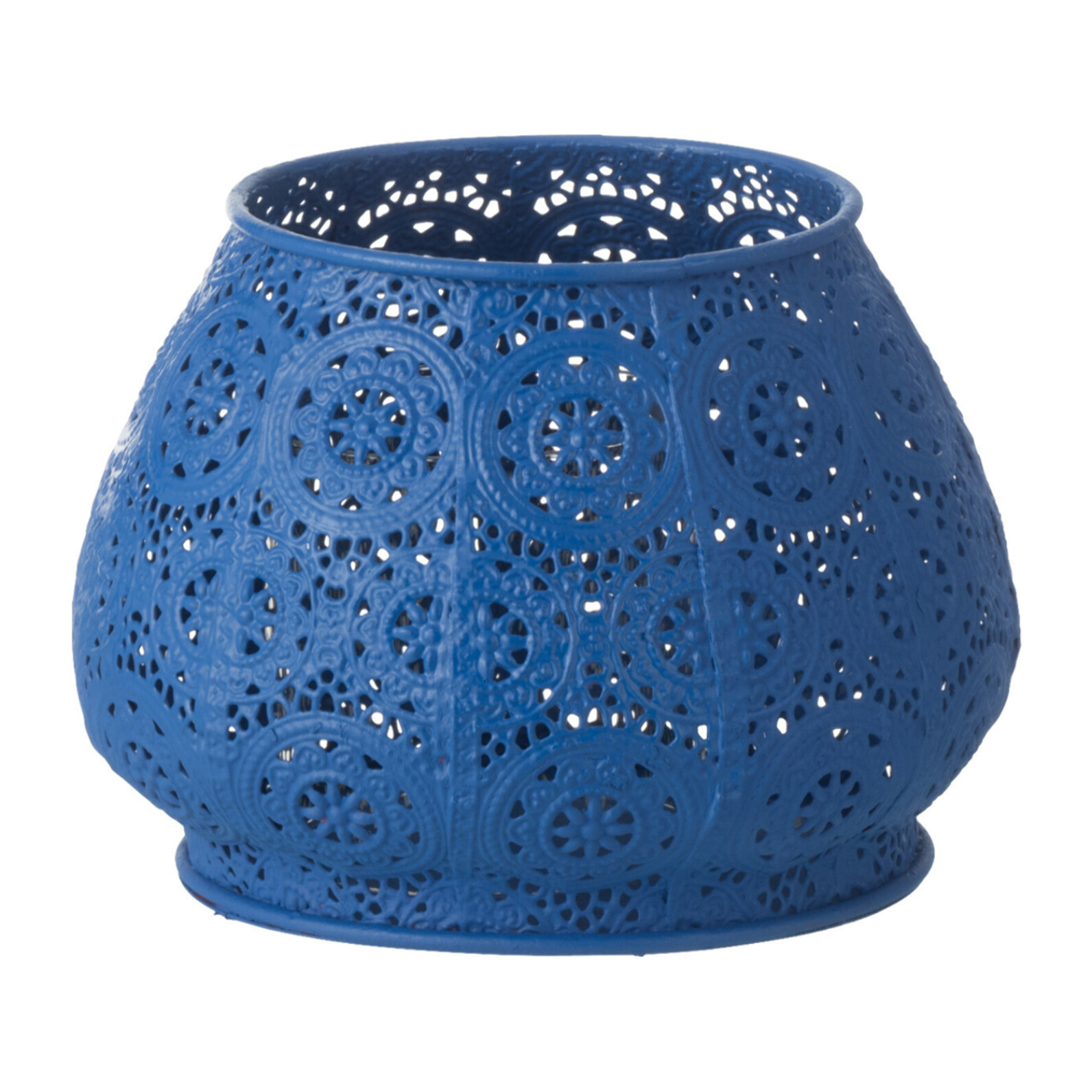 J-Line bougeoir Cylindre - métal/verre - bleu - large