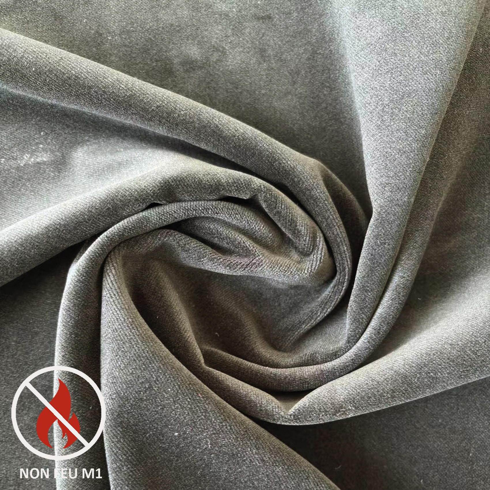 Rideau Ignifugé  M1 en velours premium - Gris