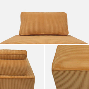 Lot de 2 chauffeuses  pour canapé modulable velours côtelé jaune avec un coussin