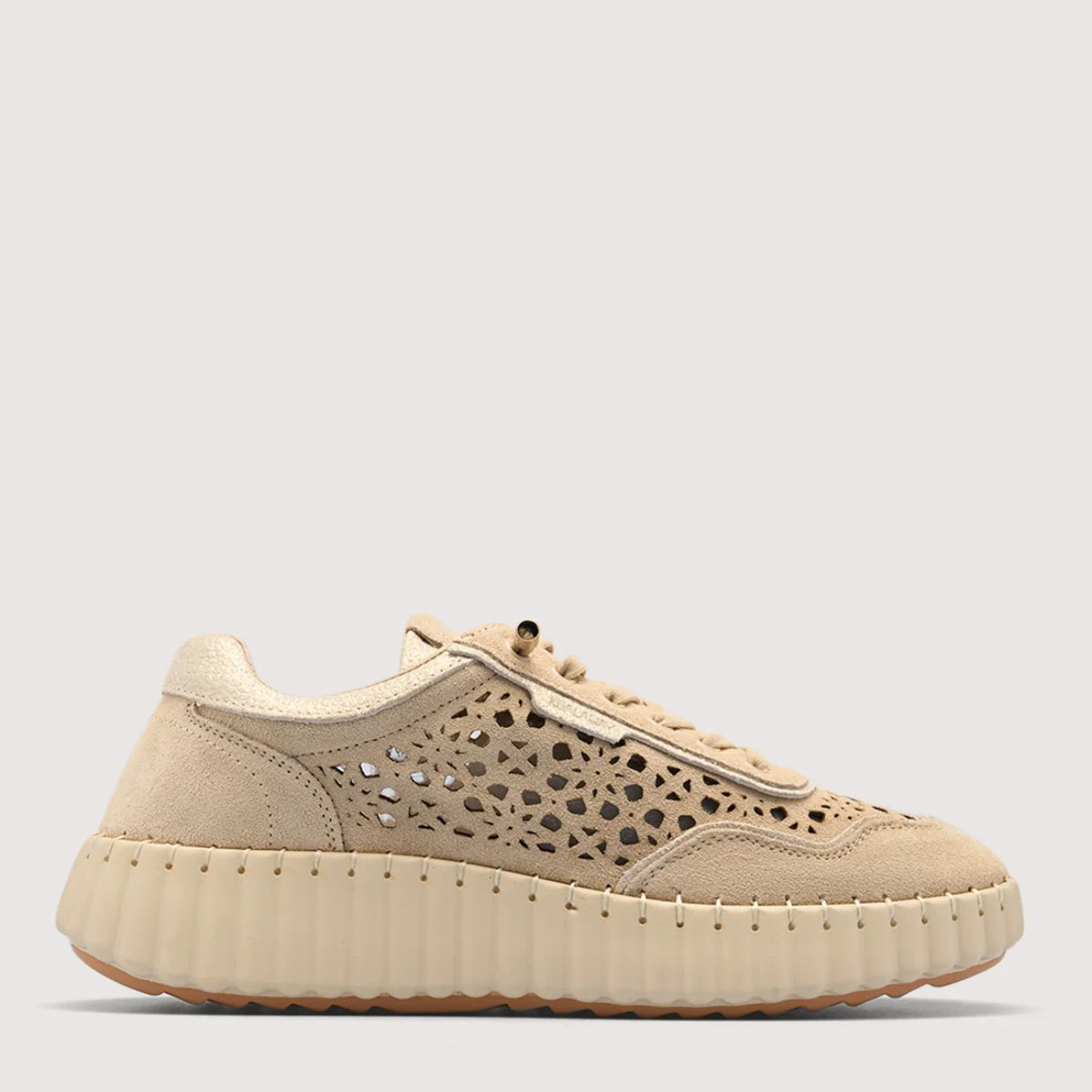 Sneaker Piel Troquelada Dorado - Sienna