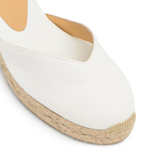 Alpargata de cuña 6 cm en raso con pala escotada en v