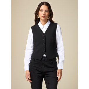 Oltre - Waistcoat with lined buttons - Negro