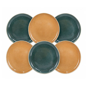 Lot de 6 grandes assiettes, CORALIA