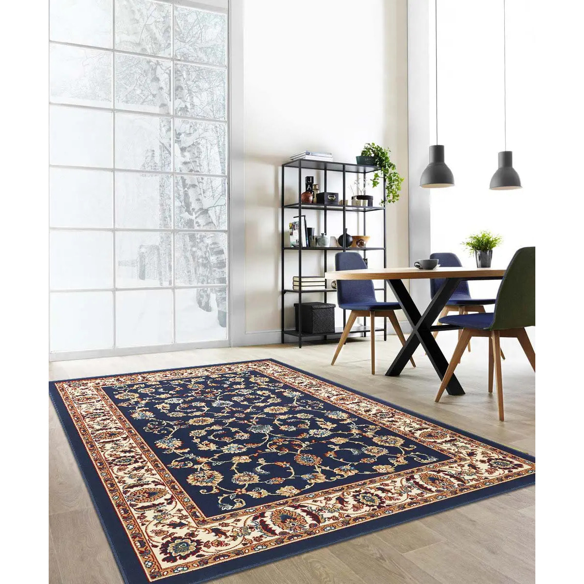 Tappeto Classsico Motivo Persiano Blu