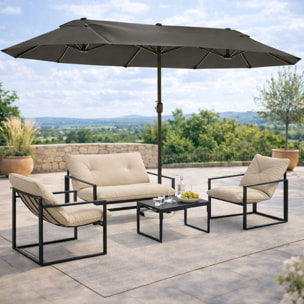 Salon de jardin 4 pièces – 4 personnes – Canapé et fauteuils
