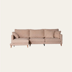 Canapé d'angle Dafne -textile, mousse pu, bois, panneau de particules-couleur beige 275 x 90 x 160 cm