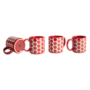 Set 4 pzs tazas gres 360ml puntos rojos topos rojos benetton