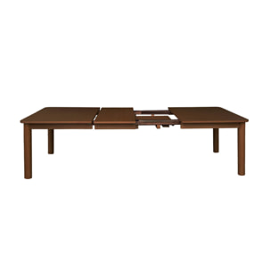 Table à manger rectangulaire extensible bois d'hévéa et placage chêne noyer 6 à 10 places - 170-270cm - Solene
