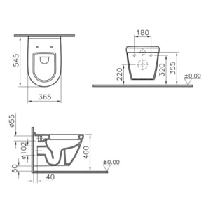 S50 Cuvette avec bride + Abattant avec frein de chute Duroplast