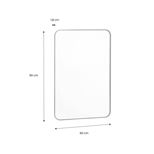Miroir rectangulaire acier noir 60 x 90 x 1.8 cm - Harold