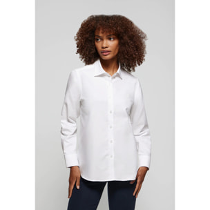 Camicia oxford bianca oversize con logo ricamato