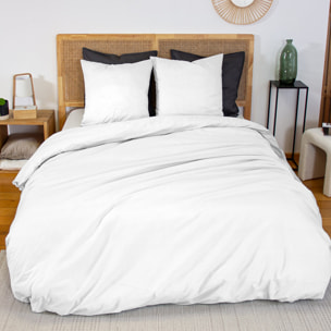 Drap housse percale de coton 65 fils 140x190cm blanc
