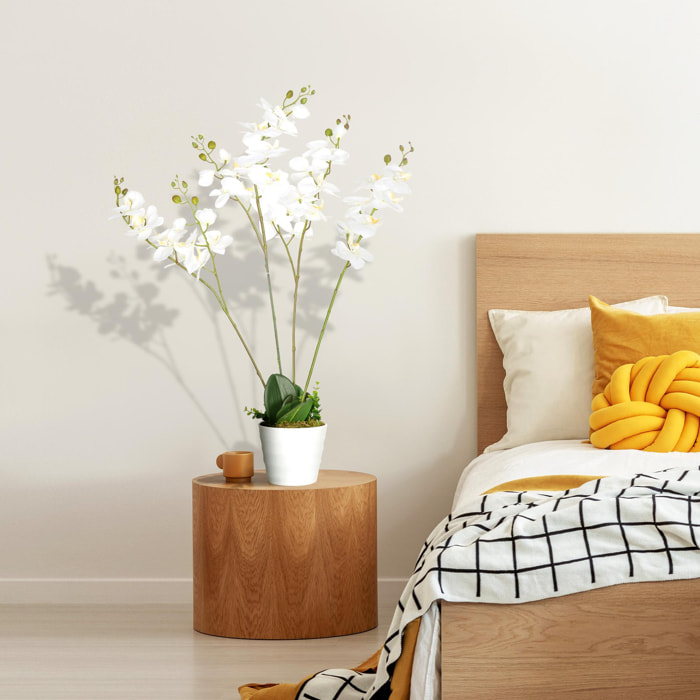 Planta Artificial de Orquídeas con Maceta Orquídea de Flores Falsa Phalaenopsis Artificiales para Decoración del Hogar Centro de Mesa Boda Ø16,5x75 cm Blanco