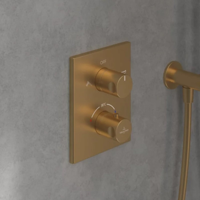 Mitigeur thermostatique encastré 2 voies Universal rectangle Or brossé