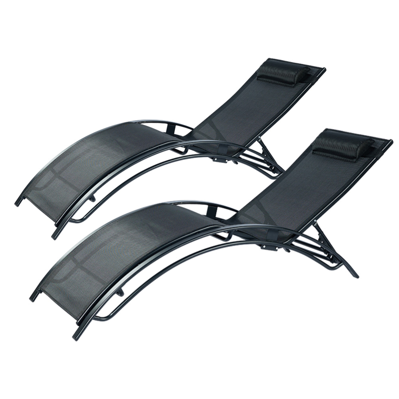 Lot de 2 transats ajustables noir MEDAN