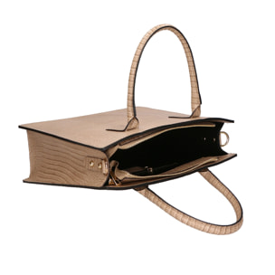 Borsa a mano da donna - Modello Giulia - Vera pelle effetto cocco - 30.0 x 28.0 x 10.0 cm