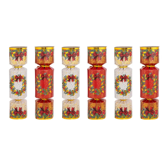Lot de 6 crackers Couronne de Noël