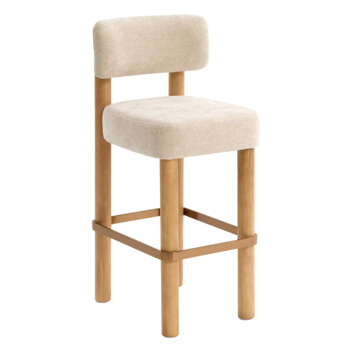 Tabouret de bar Noali carré H.104,5cm beige