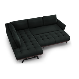 Canapé d'angle gauche convertible "Olivier" 5 places en tissu structurel noir