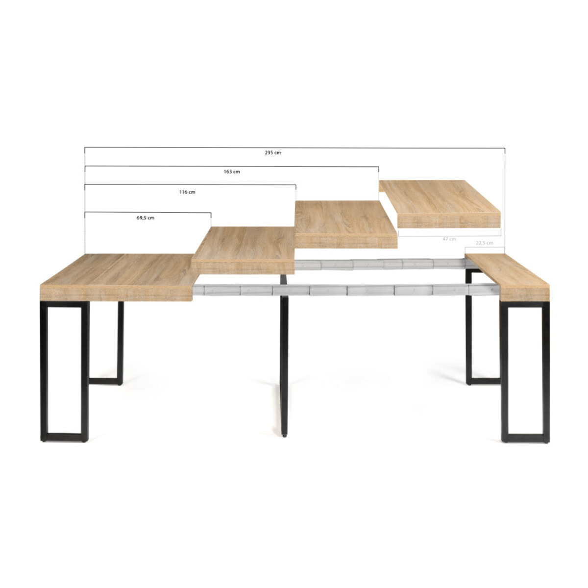Console-table à manger extensible Memphis bois 235cm