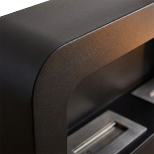 Flavia - Camino a Bioetanolo da Parete 100x46x16 cm con 2 Bruciatori 3 Litri Nero