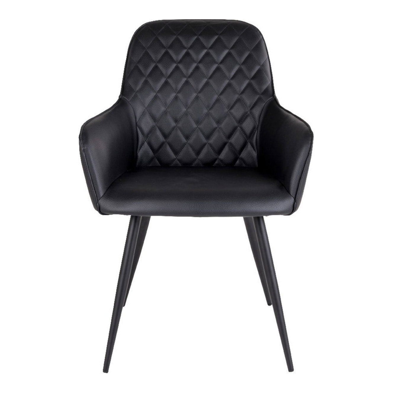 Set 2 sedie da pranzo Harbo con braccioli in ecopelle nera e gambe in metallo nero