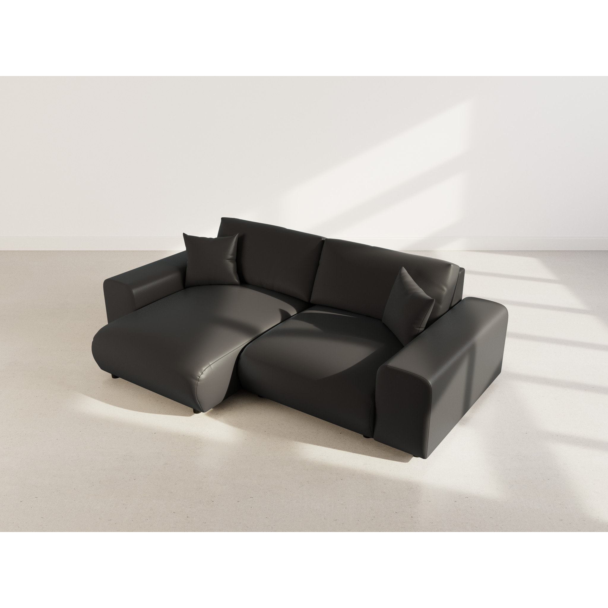 Garance - canapé d'angle réversible 4 places en simili - Noir